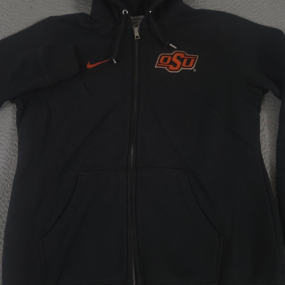 Nike Hoodie Womens XL Black Oklahoma State Cowboys Full Zip Embroidered OSU NCAA